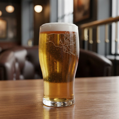 Personalised - Fathers Day - Fist Bump - Engraved Pint Glass - Presentation Box