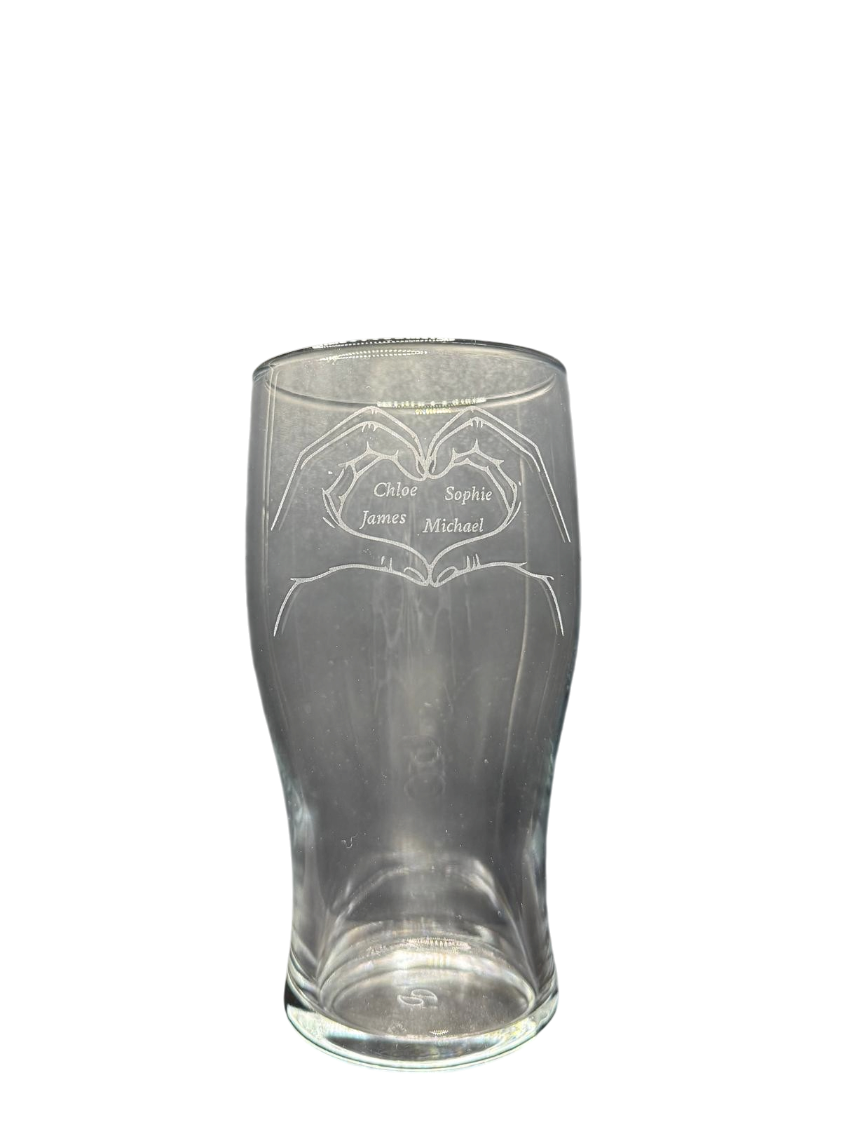Personalised - Fathers Day - Hand Heart - Engraved Pint Glass - Presentation Box