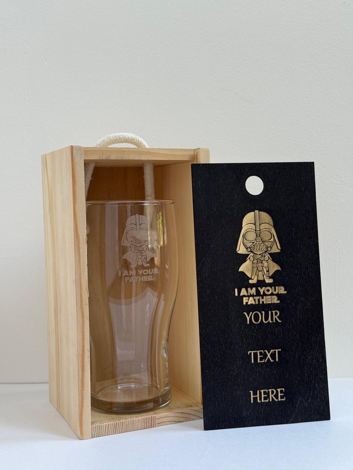 Fathers Day - Darth DAD - Engraved Pint Glass - Presentation Box