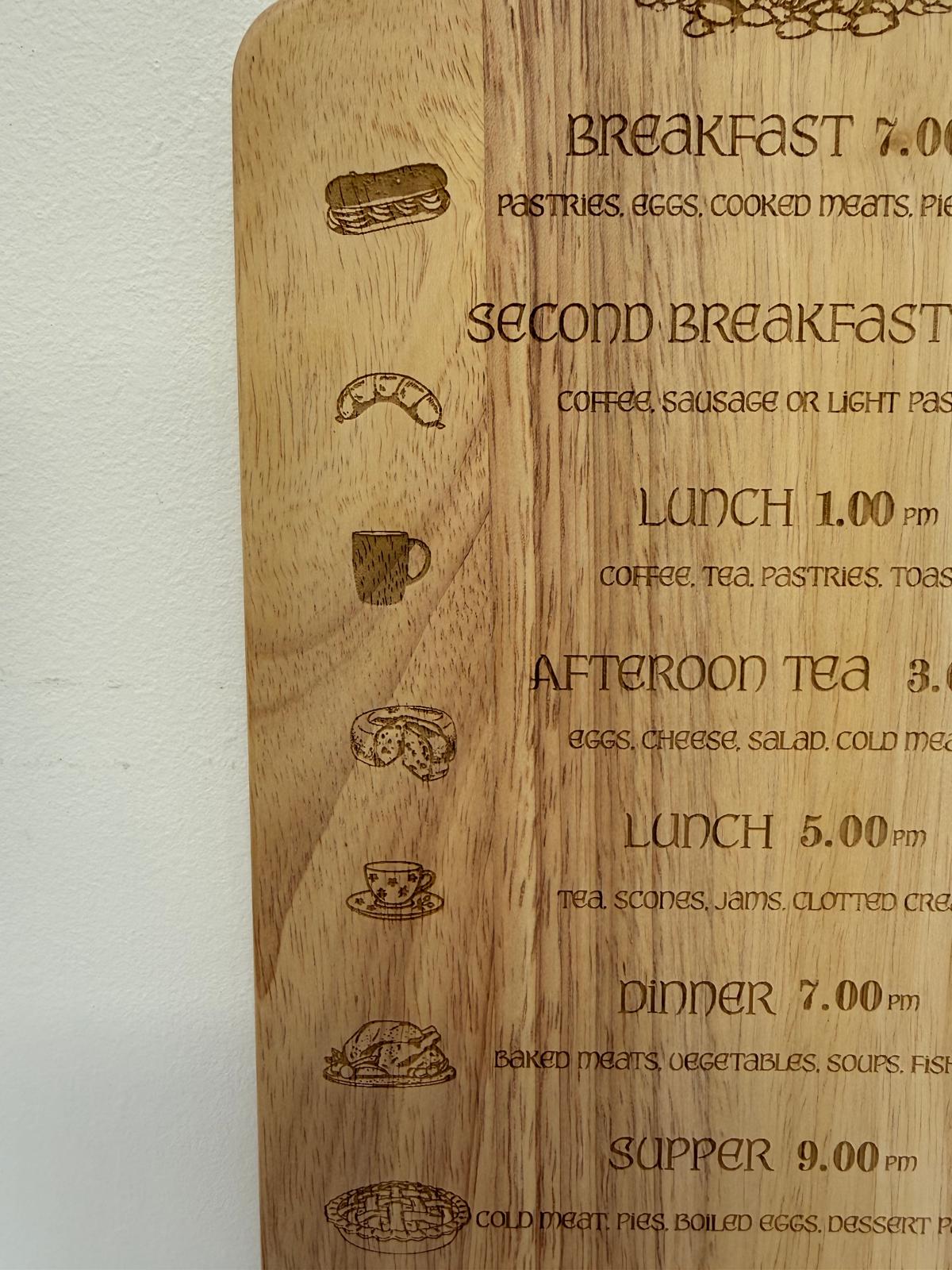 Lord of the Rings inspired 7 Meals Chopping Board