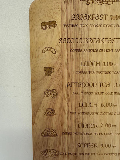 Lord of the Rings inspired 7 Meals Chopping Board