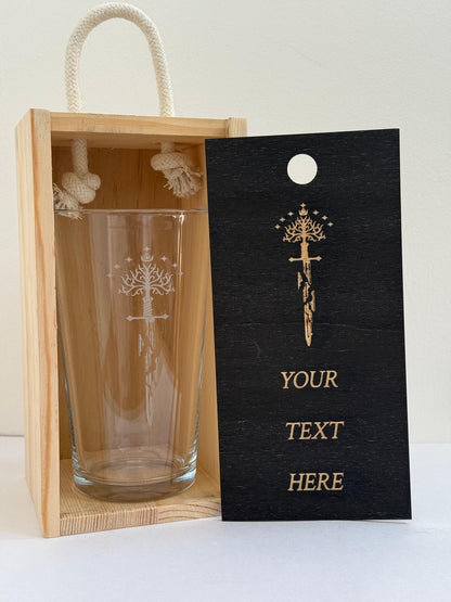 Anduril Full Sword - Engraved Pint Glass - Presentation Box