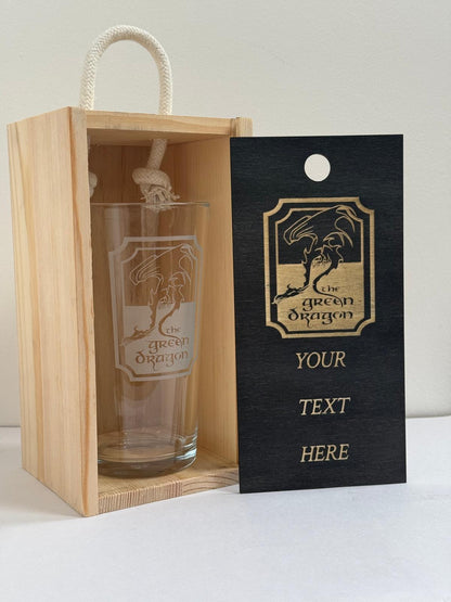 Green Dragon - Engraved Pint Glass - Presentation Box