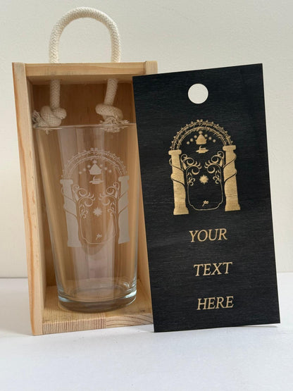 Gate of Moria - Engraved Pint Glass - Presentation Box