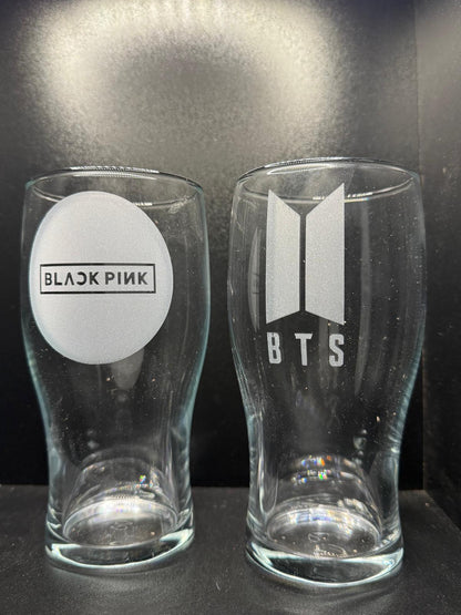 Rock - Pop - K-pop Band Engraved Pint Glasses choose your band - Presentation Box