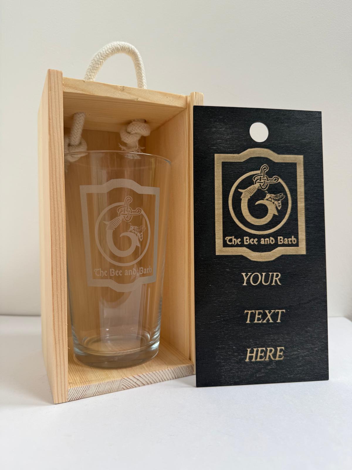 The Bee and Barb Inn - Elder Scrolls Themed - Engraved Pint Glass - Presentation Box