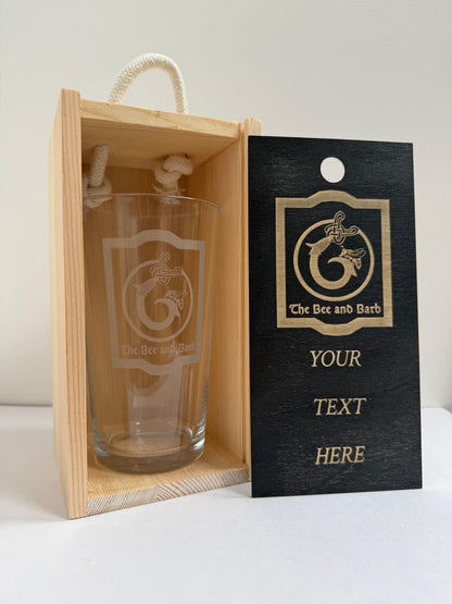 The Bee and Barb Inn - Elder Scrolls Themed - Engraved Pint Glass - Presentation Box