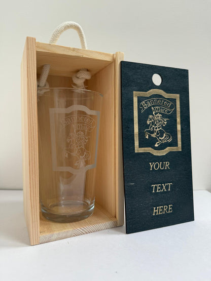 Bannered Mare Inn - Elder Scrolls Themed - Engraved Pint Glass - Presentation Box
