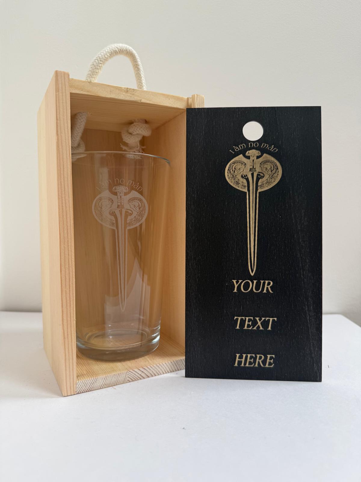 Eowyn Sword (I am Not a Man)  - Engraved Pint Glass - Presentation Box (Copy) (Copy)