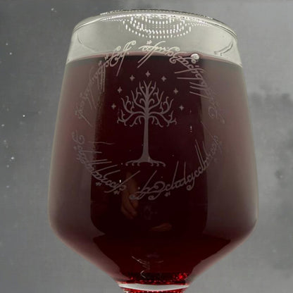 Personalised - Engraved LotR inspired Wine glass - choose from 6 designs