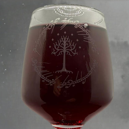 Lord of the Rings Inspired Engraved Wine Glass, Personalised, another view