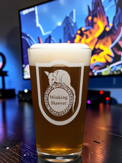 Winking Skeever Inn - Elder Scrolls Themed - Engraved Pint Glass - Presentation Box
