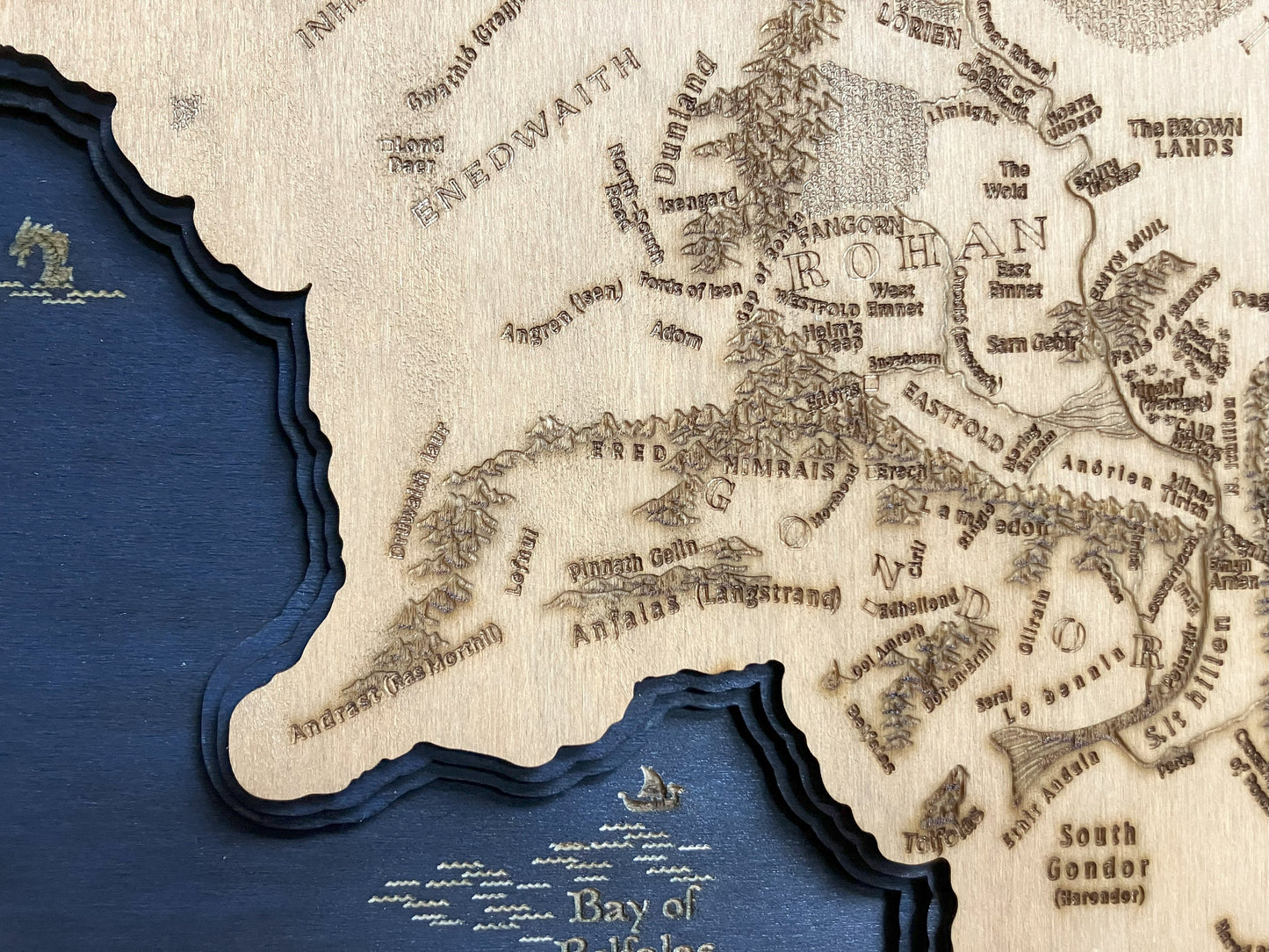 Lord of the Rings - Middle earth 3D Relief Map Wooden Art Picture