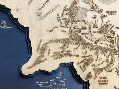 Lord of the Rings - Middle earth 3D Relief Map Wooden Art Picture
