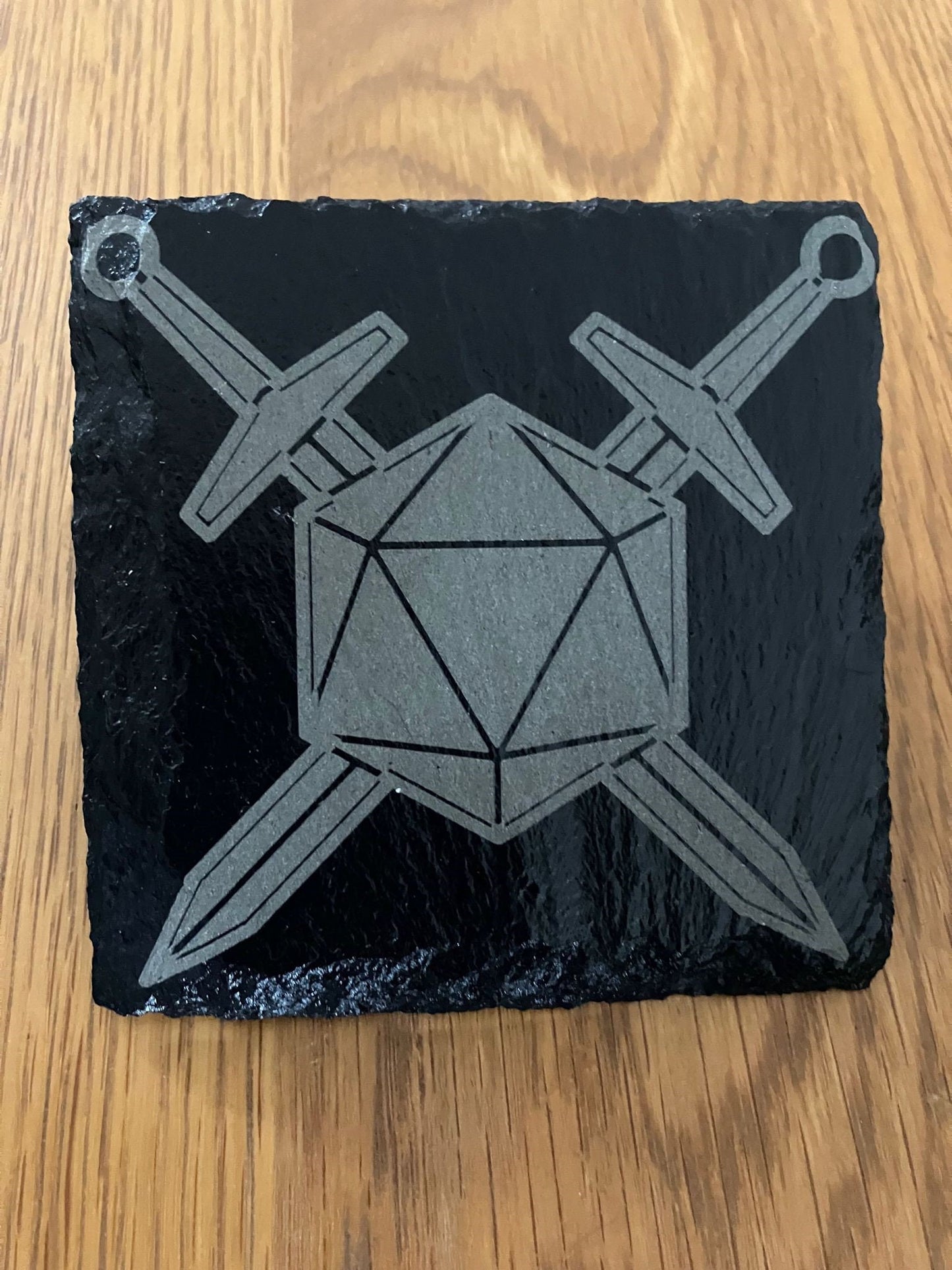 Set of 6 with Stand - DnD inspired slate coasters - 100mm x 100mm