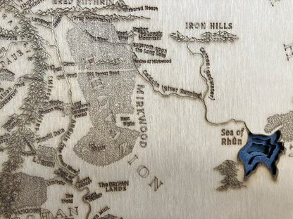 Lord of the Rings - Middle earth 3D Relief Map Wooden Art Picture