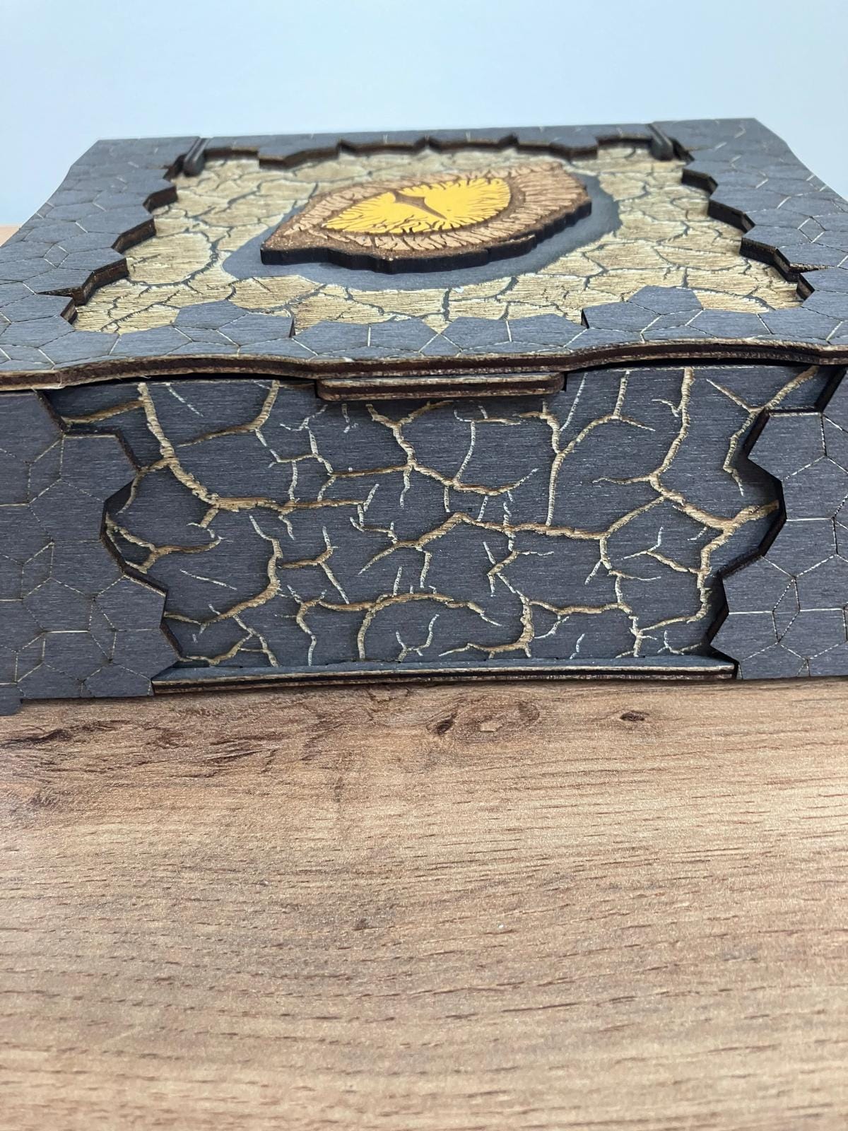 Wooden Dragon eye Box with wooden hinges