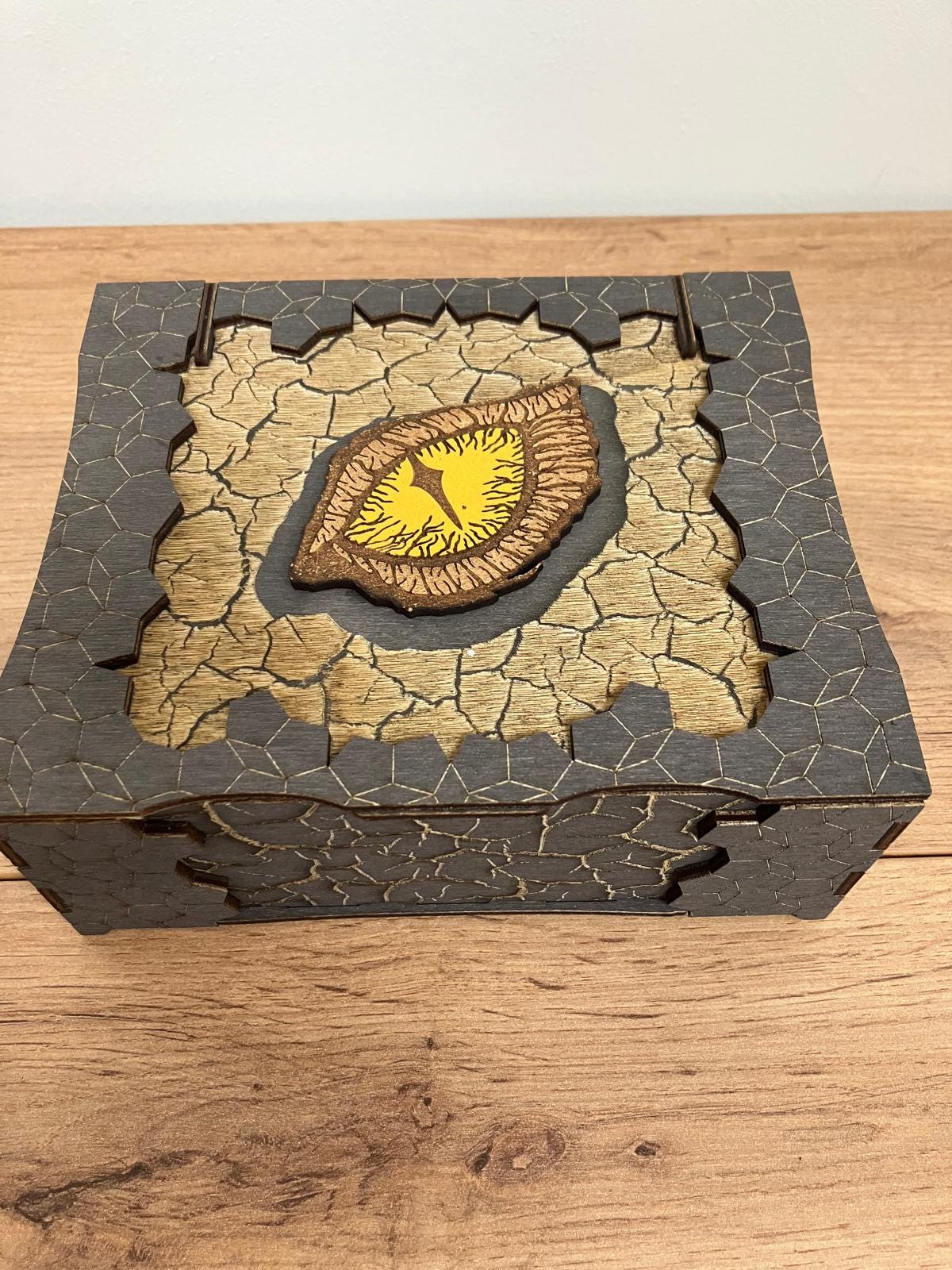 Wooden Dragon eye Box with wooden hinges