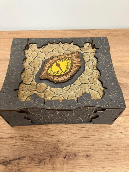 Wooden Dragon eye Box with wooden hinges
