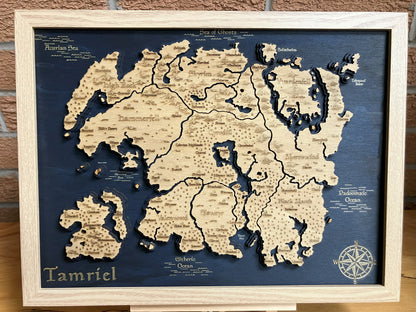 Tamriel  - Elder Scrolls 3D Relief Map Wooden Art Picture
