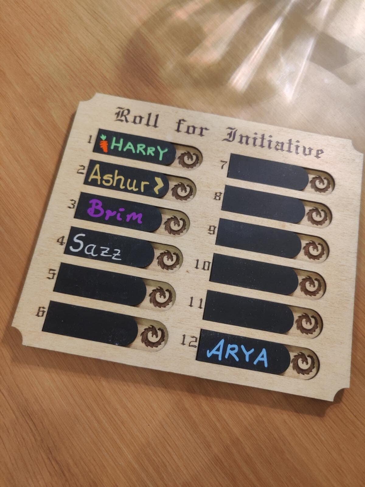 D&D Roll for Initiative tracking board