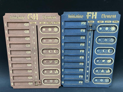 Gloomhaven - Frosthaven - Jaws of the Lion - Initiative and Element Tracker Combo and optional Character Tags