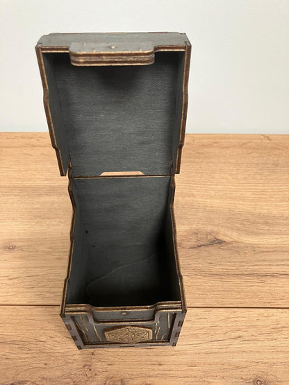 Wooden Deck Box with integrated wooden hinges