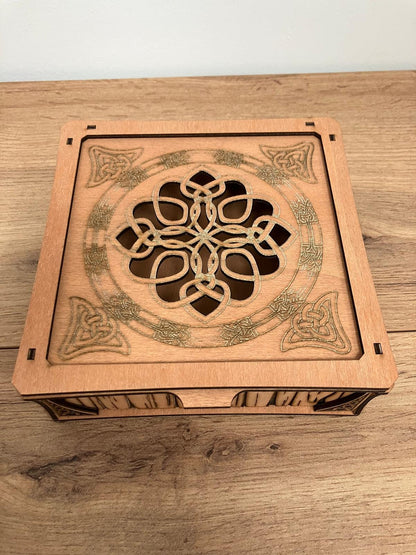 Wooden Celtic inspired sliding lid box