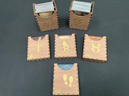 Among Cultists Kickstarter + expansions - Board Game inserts - Sleeved - with no lid lift.