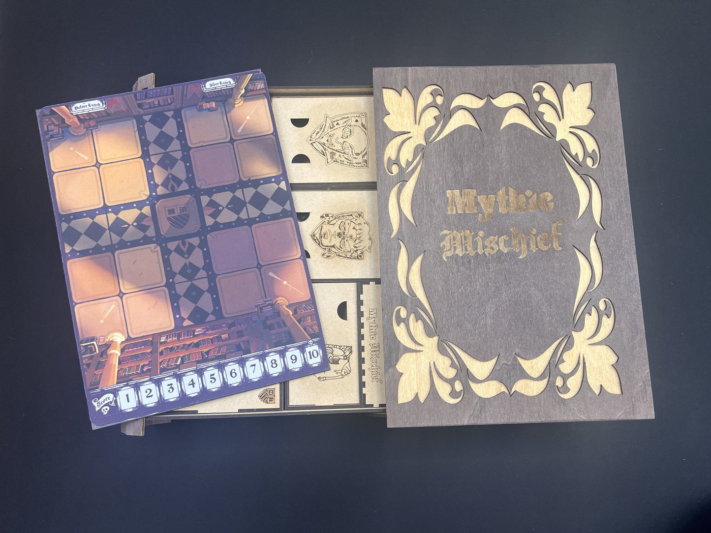 Mythic Mischief Book Box with Inserts for Base game + ALL 3 expansions.