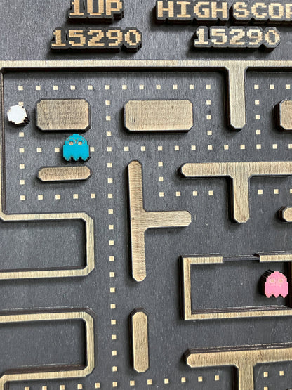 Pacman 3D Wooden Art Picture