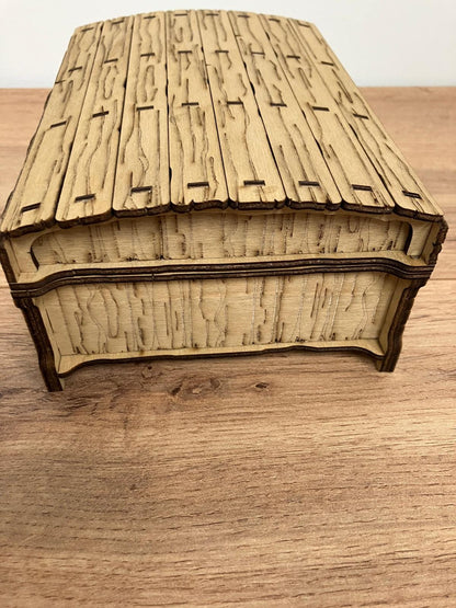 Wooden Chest Box with integrated hinge