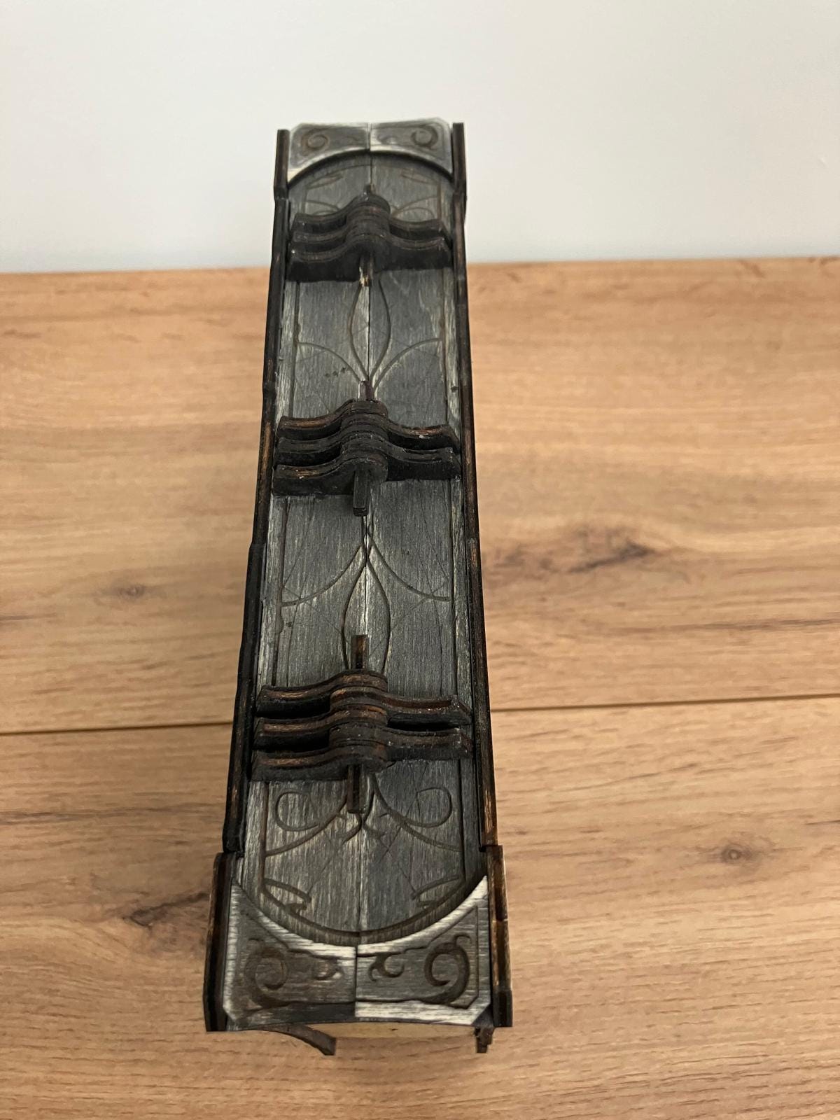 Engraved Wooden Book Box with integrated hinge