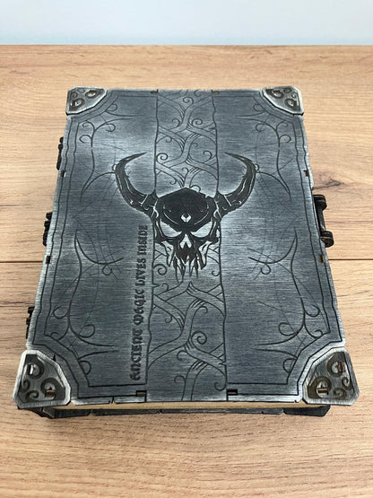 Gothic Engraved Wooden Book Box with Hinge