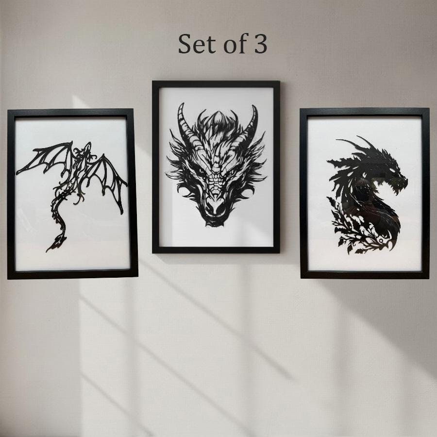 Metal Dragon Framed Wall Art