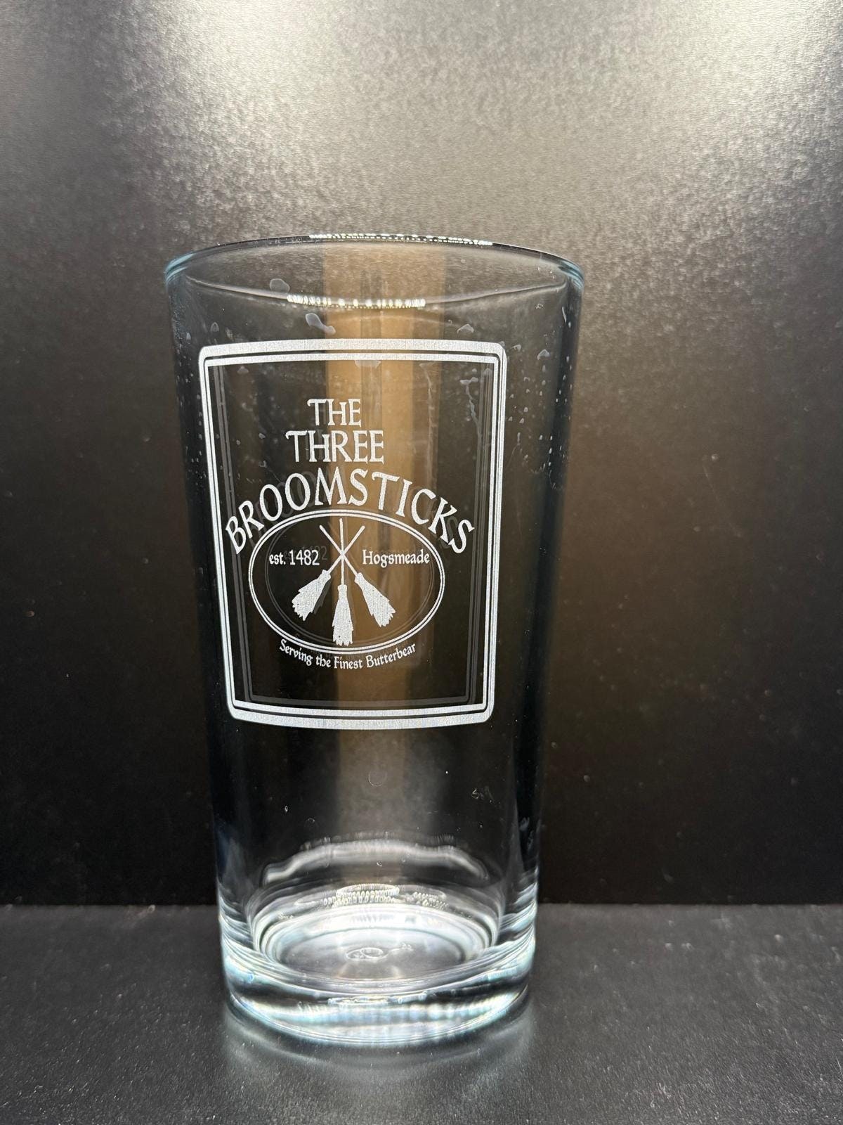 Three Broomsticks Pub Sign Engraved Pint Glass