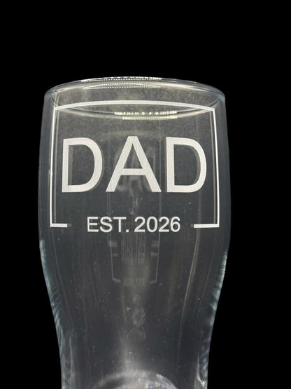Dad Est Date Engraved Pint Glass, Personalised