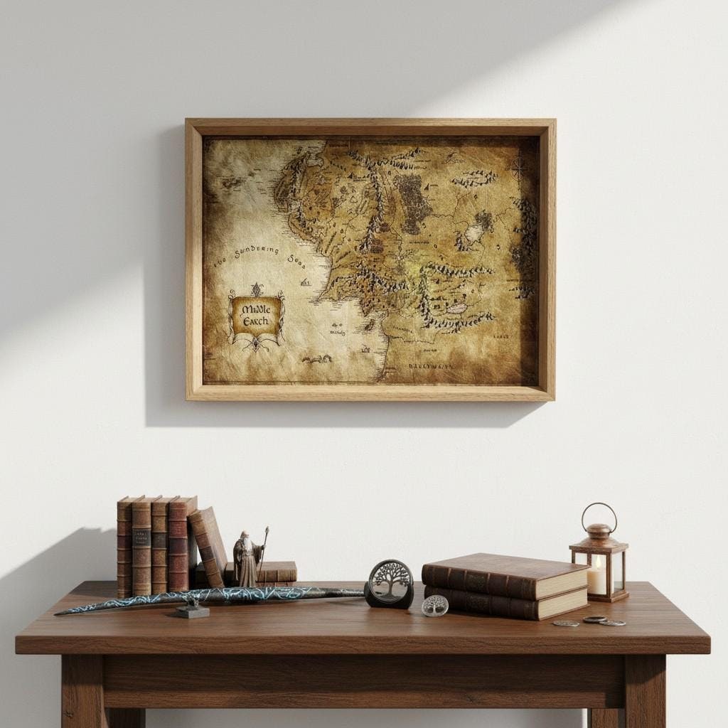 Middle-earth Map Framed Print