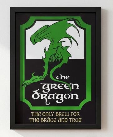Green Dragon Pub Sign Framed Print