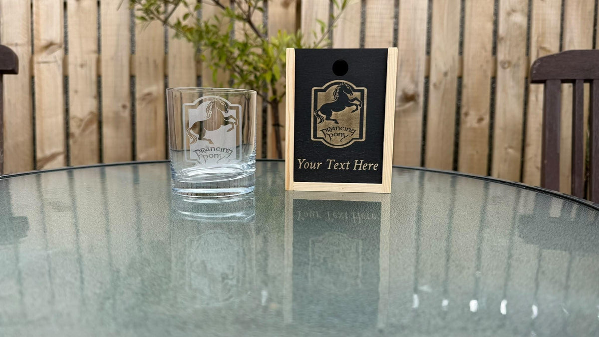 Prancing Pony Pub Sign Engraved Whisky Glass