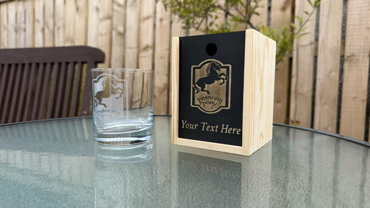 Prancing Pony Pub Sign Engraved Whisky Glass