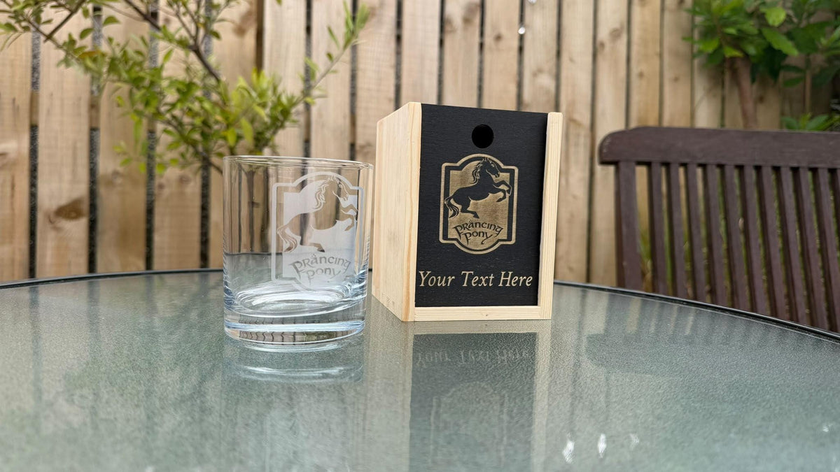 Prancing Pony Pub Sign Engraved Whisky Glass
