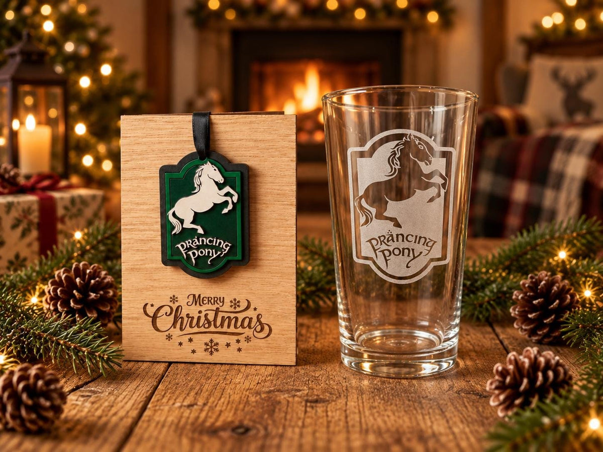 Prancing Pony Engraved Pint Glass, Personalised