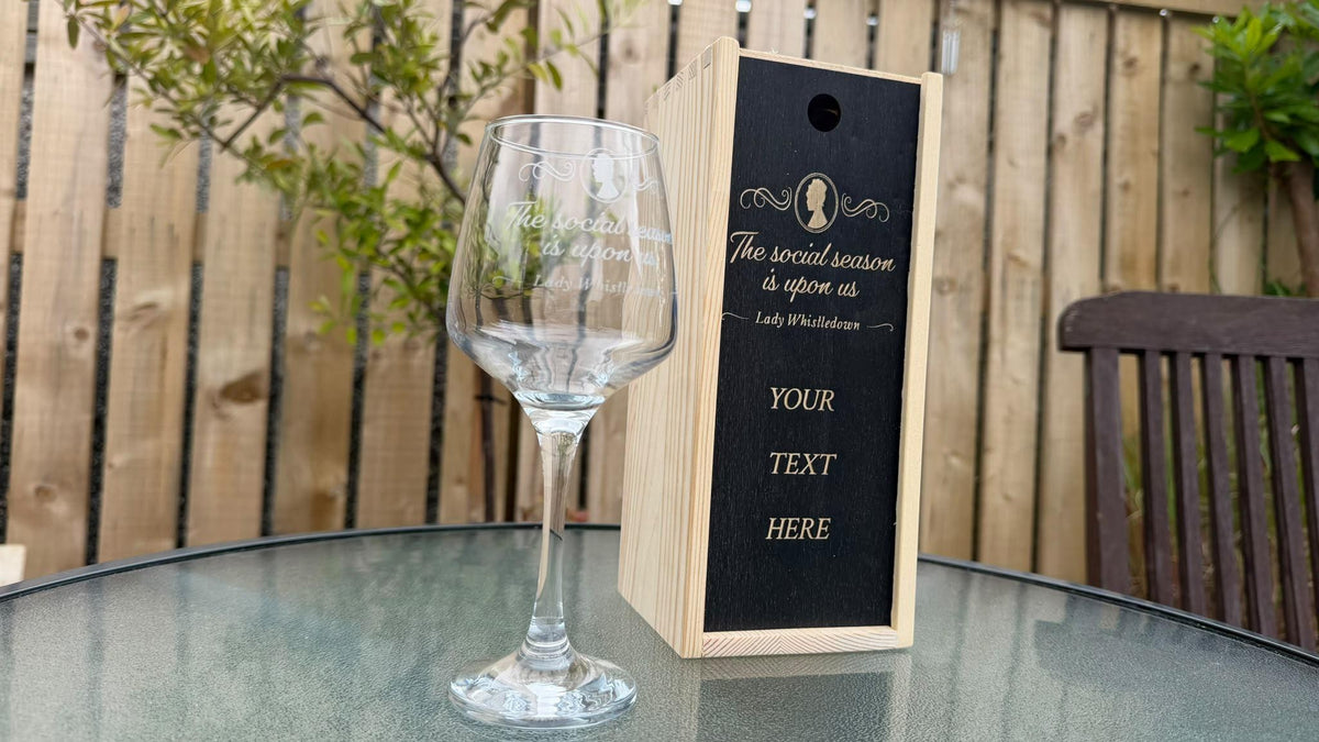 Social Season Engraved Wine Glass