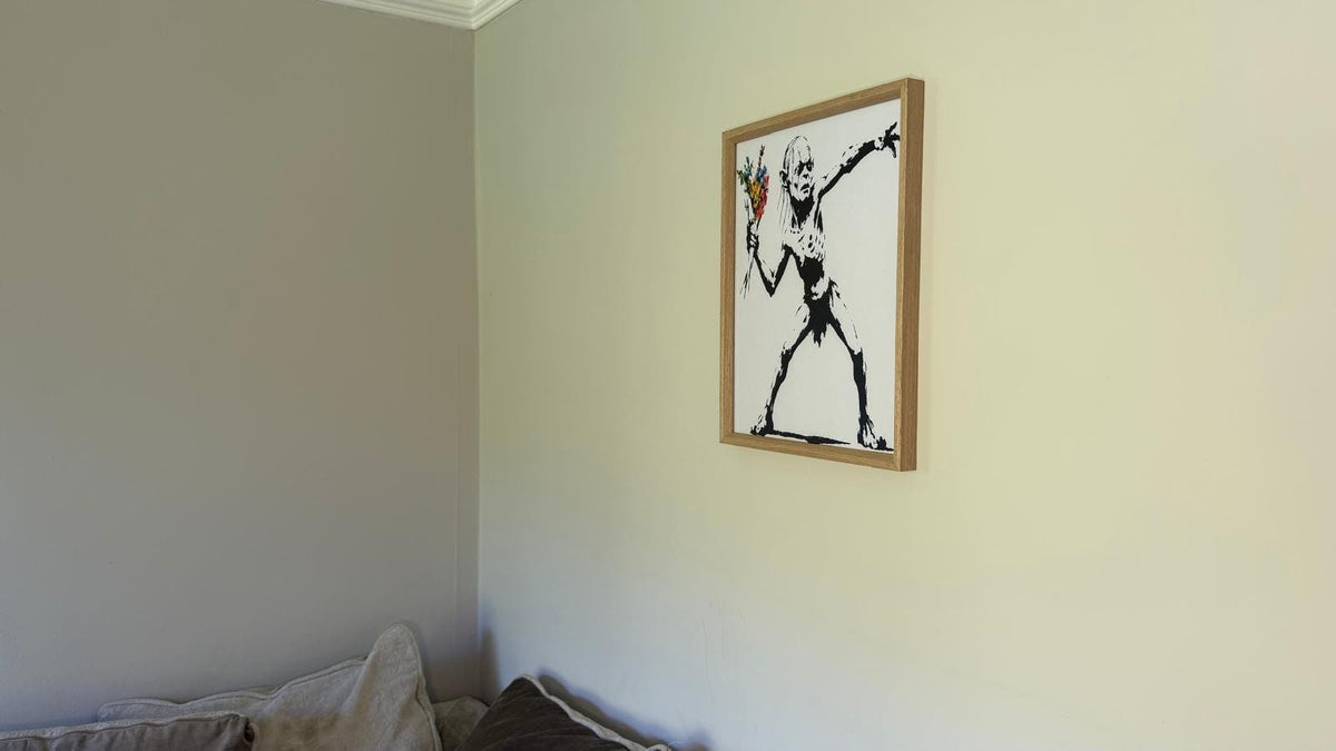 Gollum Throwing Flowers Street Art Framed Print