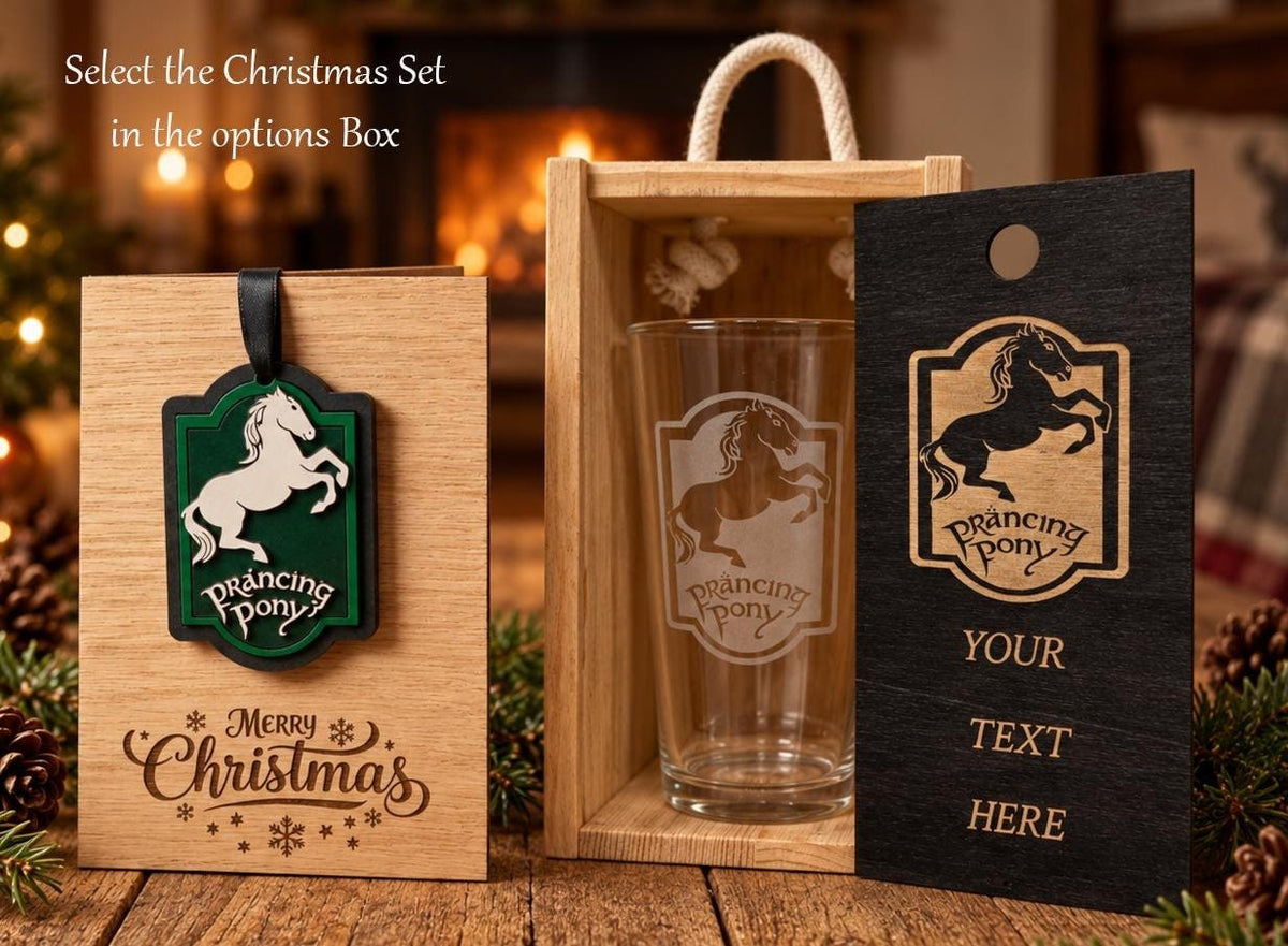Prancing Pony Engraved Pint Glass, Personalised