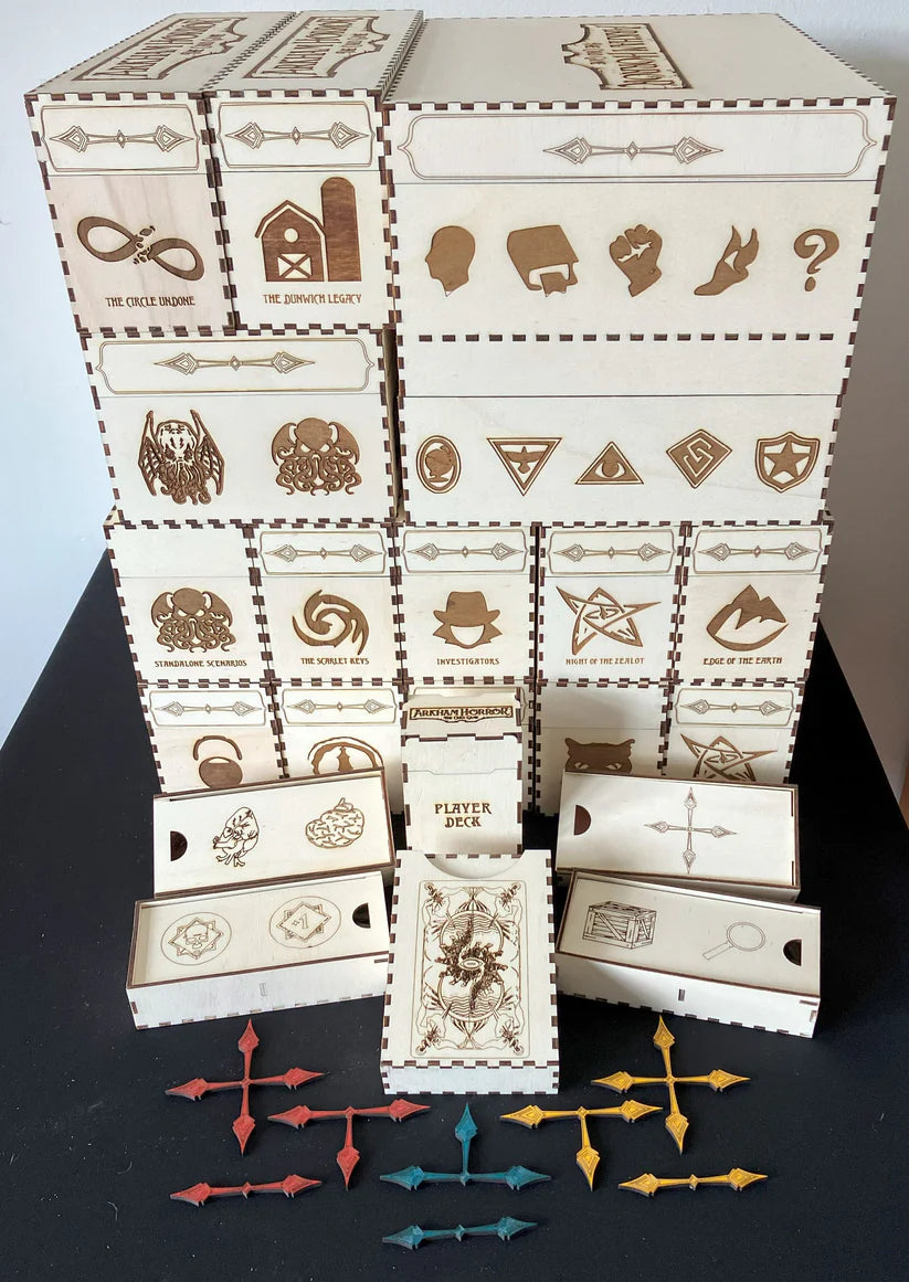 Arkham Horror "The Card Game". Triple Storage Box with optional extender (sold separately) - Sleeved - personalisation options available.