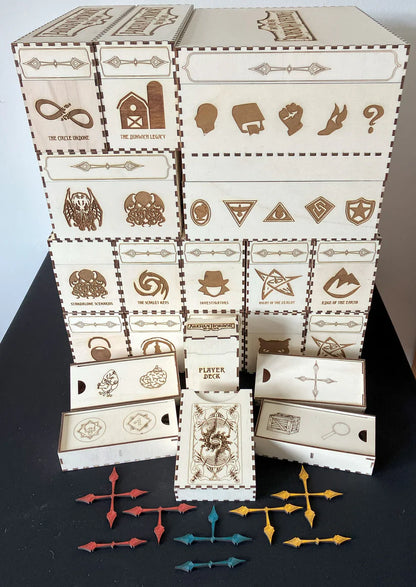 Arkham Horror "The Card Game". Triple Storage Box with optional extender (sold separately) - Sleeved - personalisation options available.