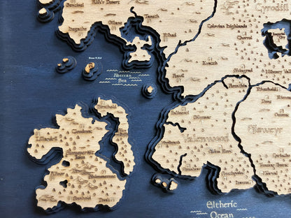 Tamriel  - Elder Scrolls 3D Relief Map Wooden Art Picture