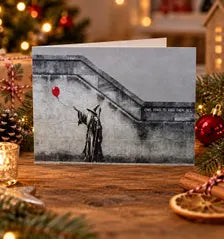 Wizard & Balloon - Street Art Style Christmas Card - A5 Art Print or Wall Art